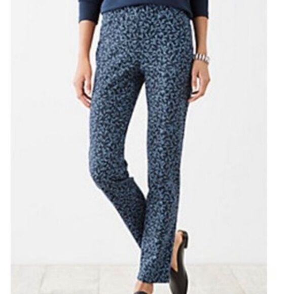 J. Jill Pants - J Jill Blue Floral Patterned Women's Pants